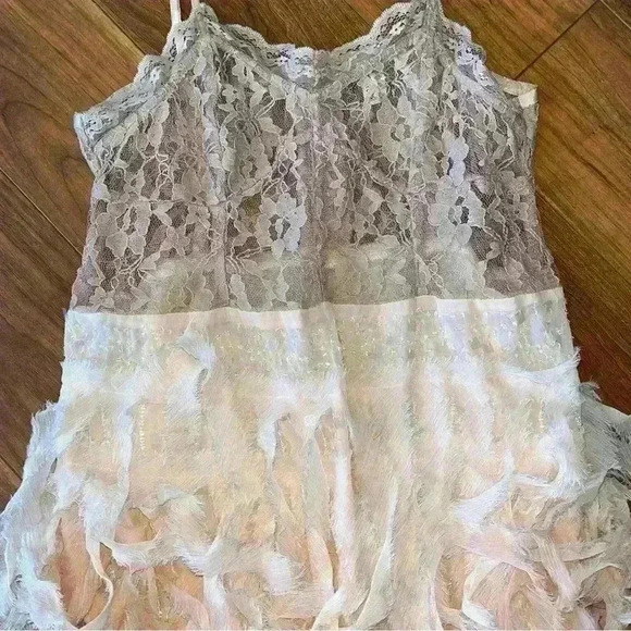 RARE VINTAGE FREE PEOPLE ombré FEATHER SLIP DRESS sz small S - Picture 8 of 14